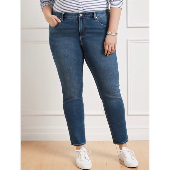 Talbots women's 10 slim ankle blue jean denim dark wash new with tag casual pant - Picture 1 of 8